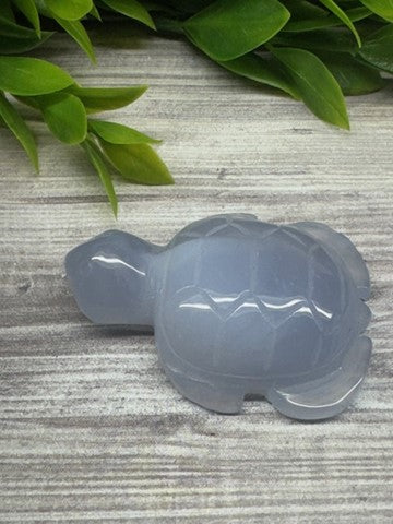 Blue Chalcedony Sea Turtle Carving