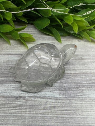 Clear Quartz Sea Turtle Carving