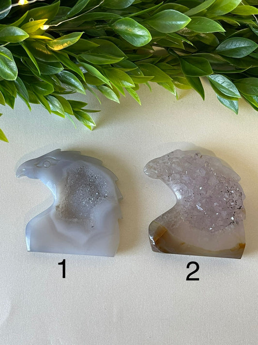 Agate Druzy Eagle Head