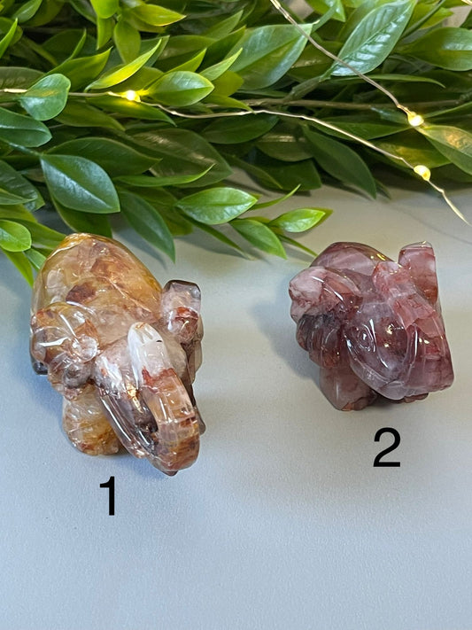 Hematoid (Fire) Quartz Elephants