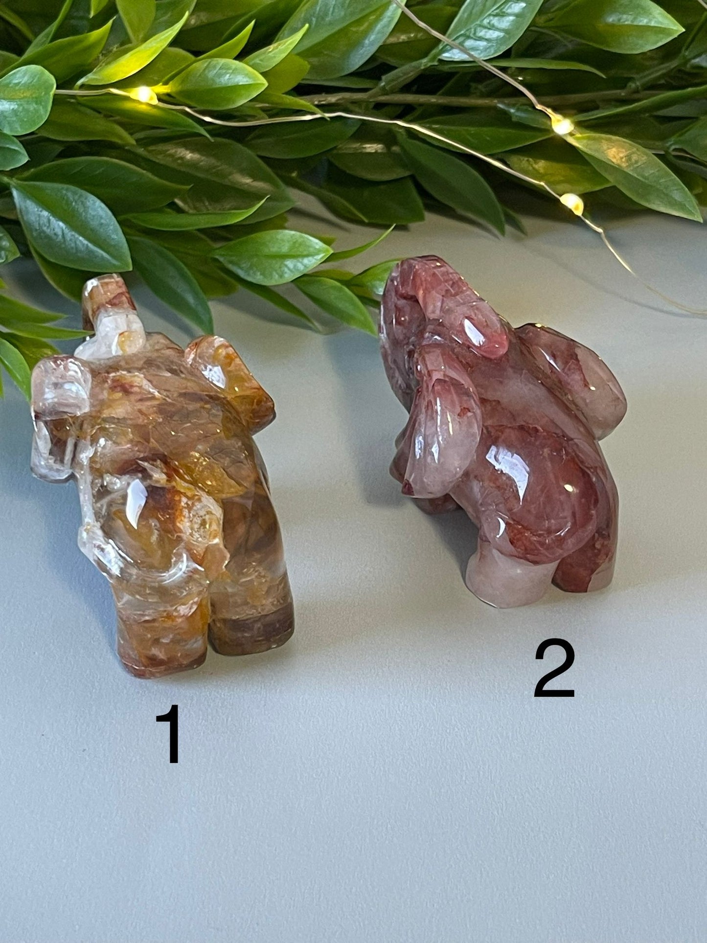 Hematoid (Fire) Quartz Elephants
