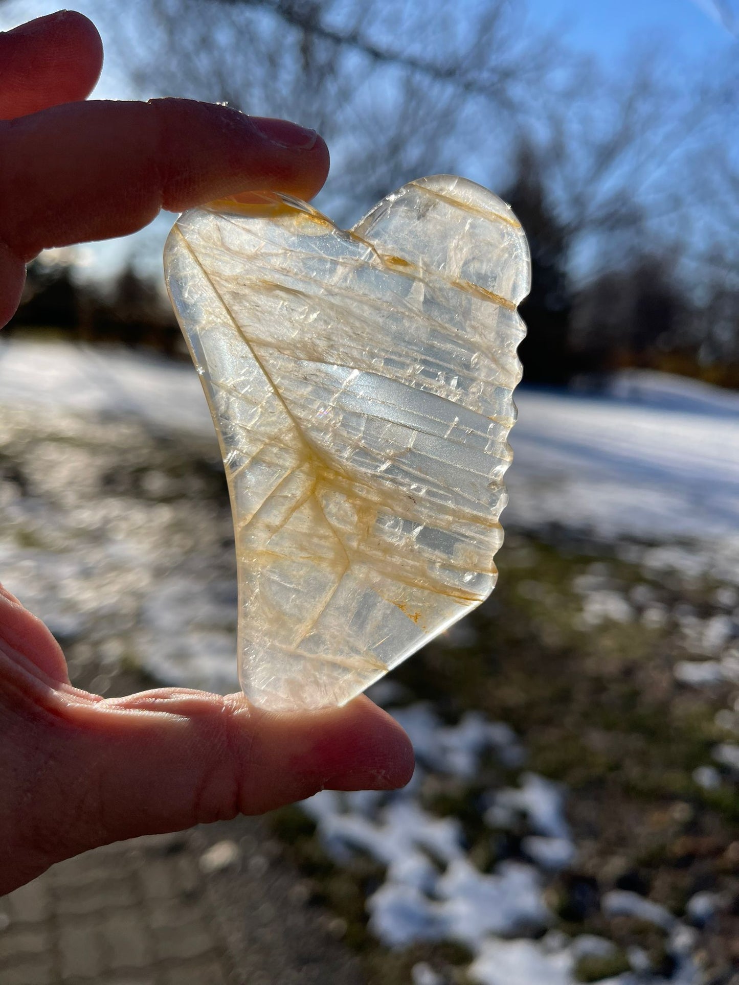 Clear Quartz with Golden Healer Gua Sha