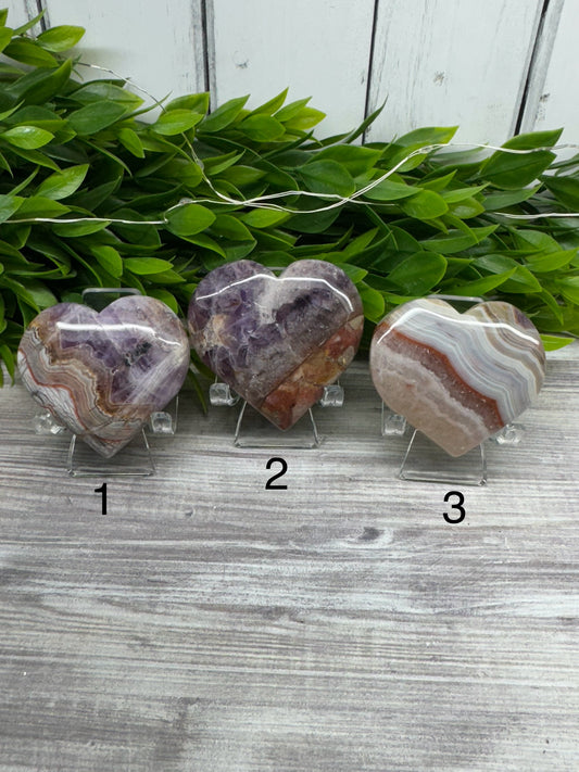 Amethyst with Mexican Lace Agate Hearts