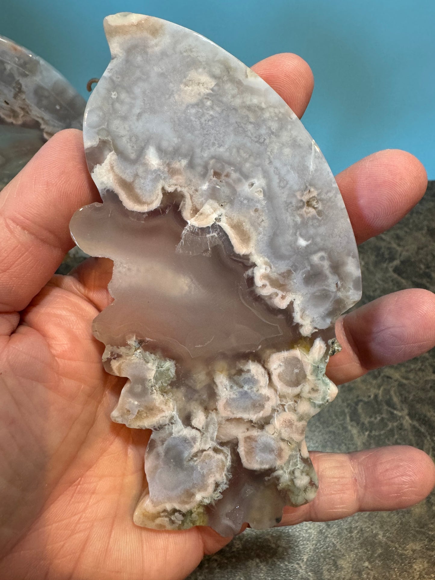 Flower Agate Butterfly Wings on stand