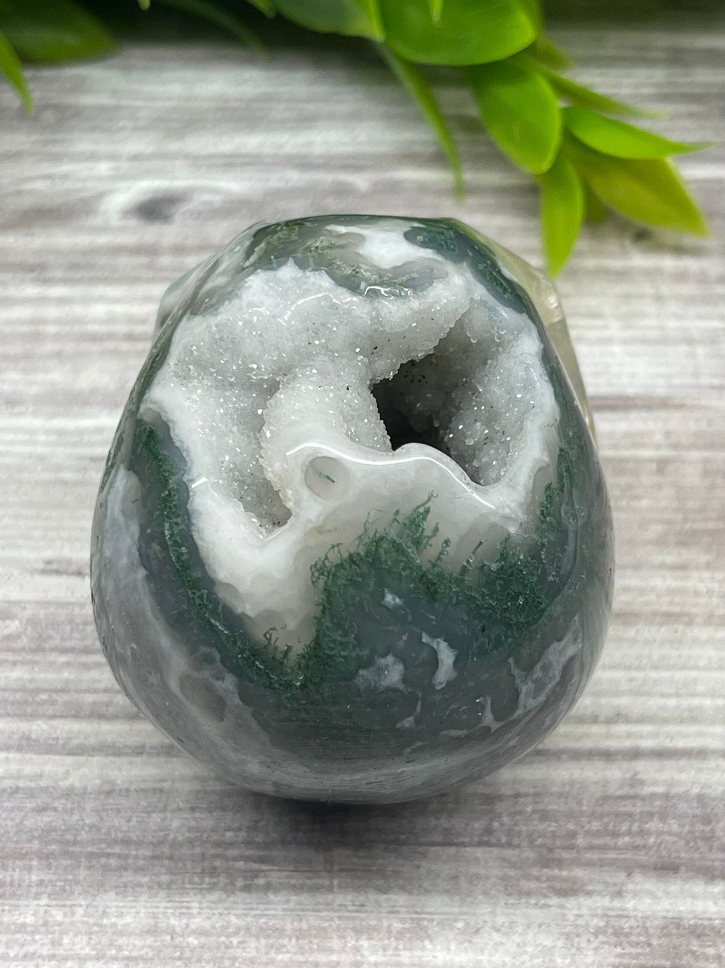 Moss Agate Skull