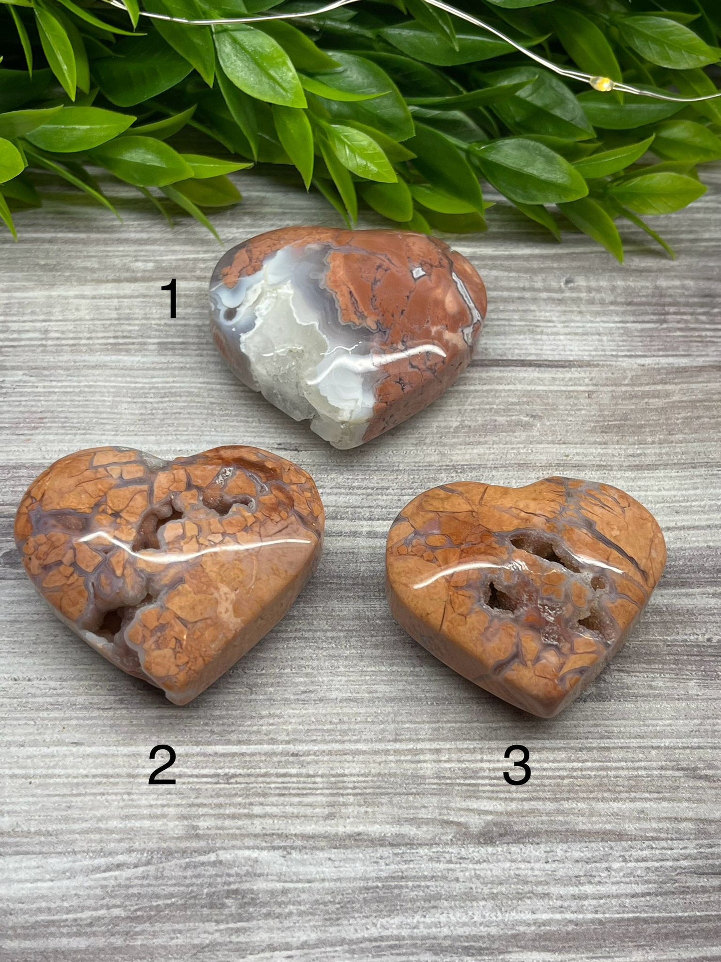 Pink Petal Agate Hearts