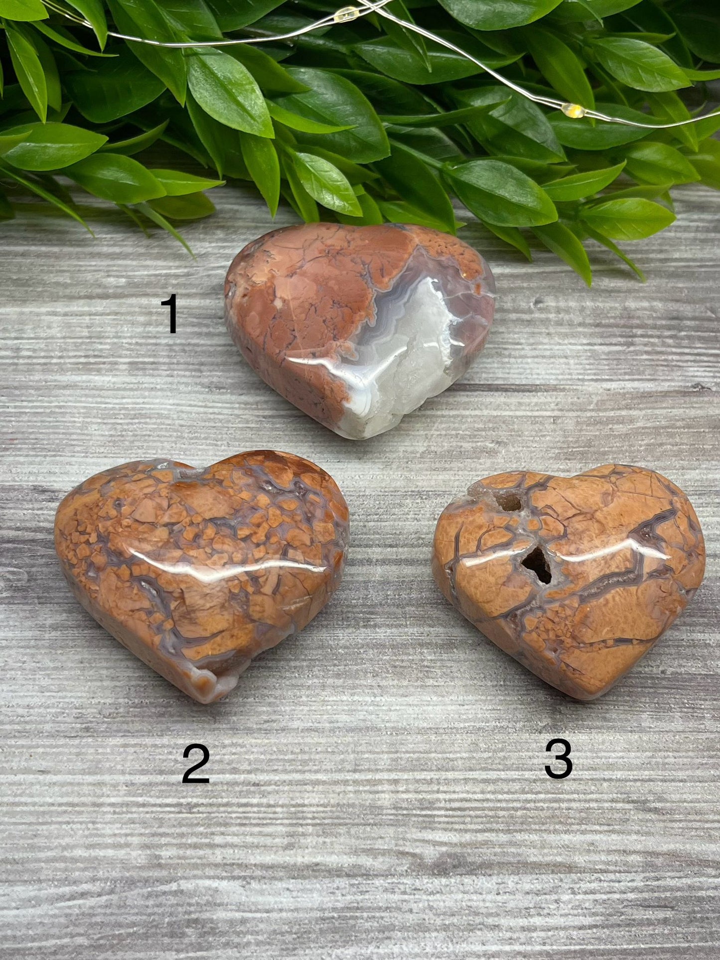 Pink Petal Agate Hearts