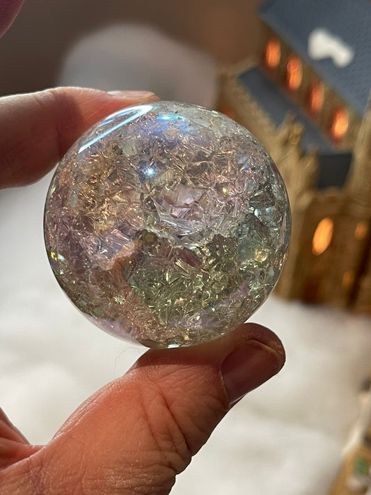 Aura Crackle Quartz Sphere