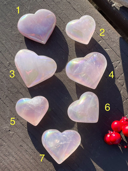 Aura Rose Quartz Hearts