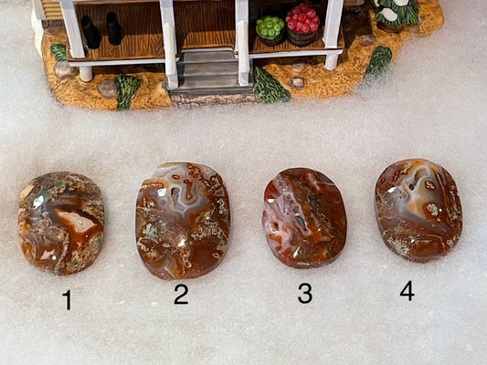 Carnelian Moss Agate Palm Stones