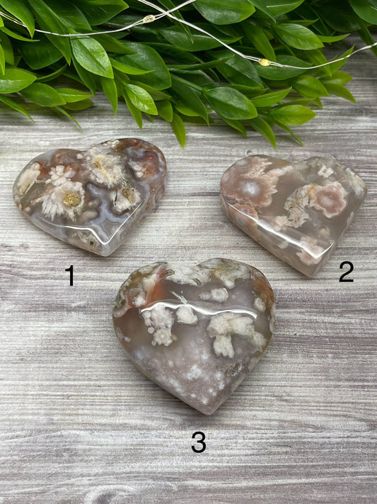 Flower Agate Hearts