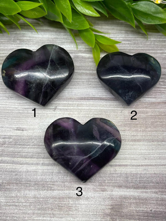 Rainbow Fluorite Hearts