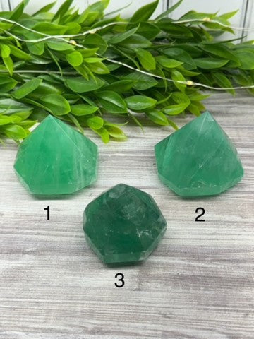 Green Fluorite Diamond Carvings