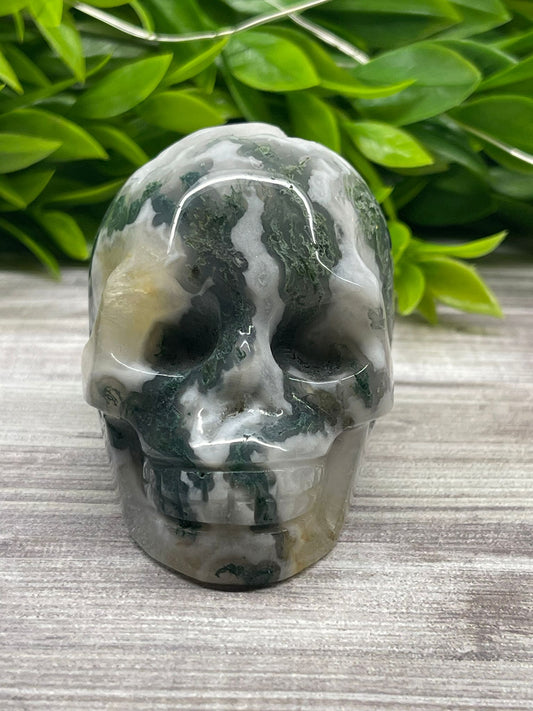 Moss Agate Skull