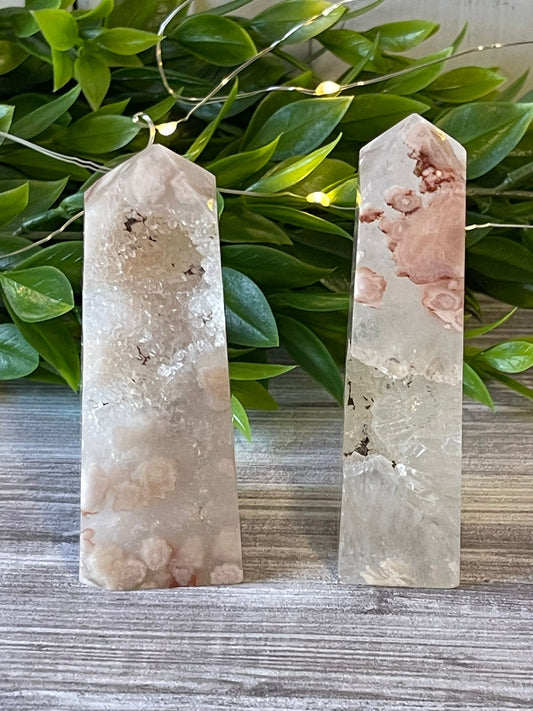 Pink Flower Agate Towers