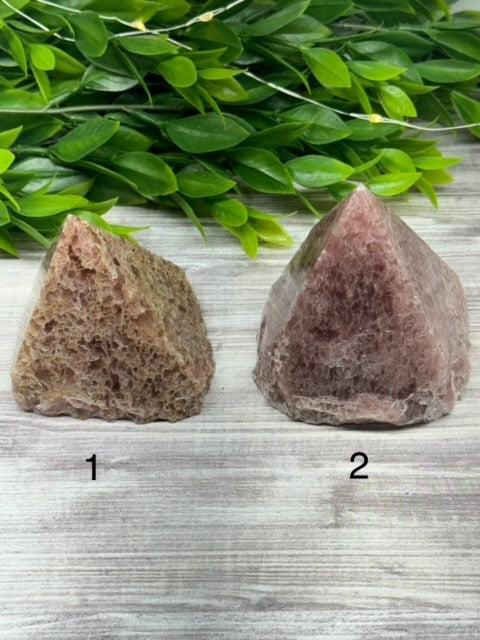 Strawberry Quartz Half Polished Half Raw Point Pyramid