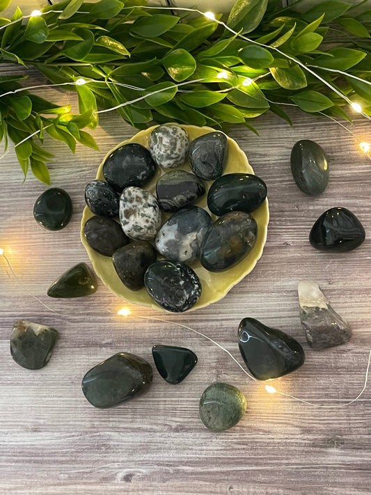 Moss Agate Tumbled Stones